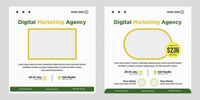 Digital marketing live webinar and corporate social media post or template banner vector