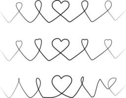 heart shape drawn line art vector