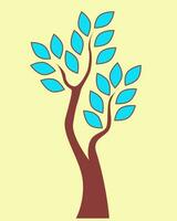 tree with leaves yellow background vector