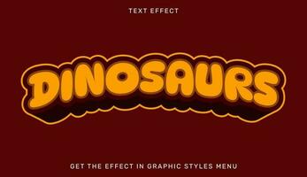 dinosaurios editable texto efecto en 3d estilo vector