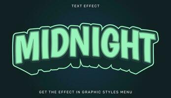 Midnight text effect template in 3d style vector