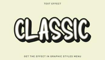 Classic text effect template in 3d style vector