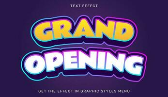 Grand opening editable text effect in 3d style vector