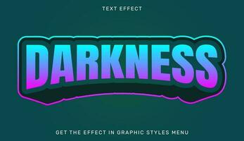 Darkness editable text effect in 3d style vector