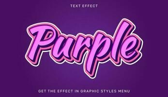 Purple text effect template in 3d style vector