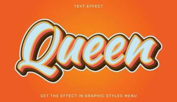 Queen editable text effect in 3d style vector