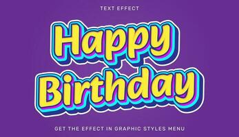 Happy birthday text effect template in 3d style vector