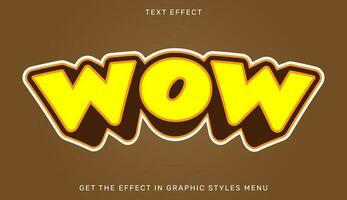 Wow text effect template in 3d style vector