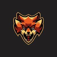 Angry fox head mascot esport logo vector