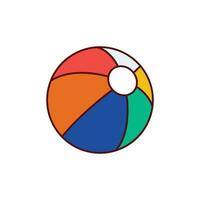 Colorful beach ball illustration with White, red, orange, yellow, and blue colors. vector