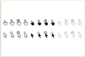 Set of Hand Cursor icons click and Cursor icons click. Isolated on White background, vector. vector