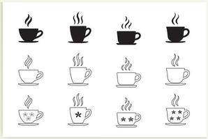 Tea and coffee cup set icon, logo isolated on white background vector