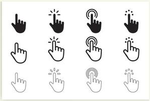 Set of Hand Cursor icons click and Cursor icons click. Isolated on White background, vector. vector