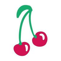 Bordeaux cherry illustration in doodle style. Hand-drawn single garden berry. vector