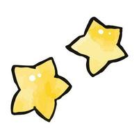 Cute hand drawn watercolor art of stars in cartoon style. Stars in black outline. vector