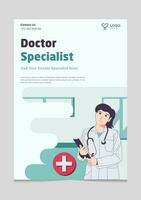 médico especialista folleto publicidad modelo diseño con tosca color tono vector