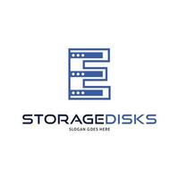 Initial Letter E Storage Disks Data Center Icon Vector Logo Template Illustration Design