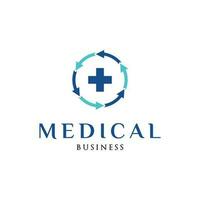 Circle Arrow Medical, Hospital or Cross Plus Icon Logo Design Template vector