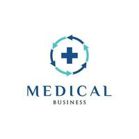 circulo flecha médico, hospital o cruzar más icono logo diseño modelo vector