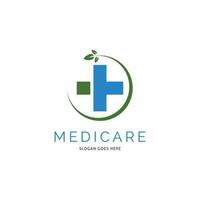 Leaf Medical, Hospital or Cross Plus Icon Vector Logo Template Illustration Design