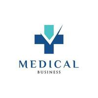 Check Mark Medical, Hospital or Cross Plus Icon Logo Design Template vector