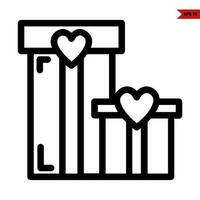 love with gift box line icon vector