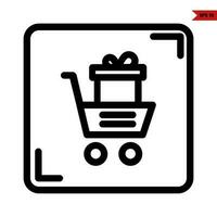 gift box in cart shopping with in frame  line icon vector