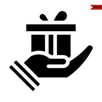 gift box  in hand glyph vector