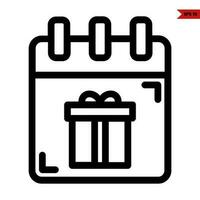 gift box in calendar line icon vector