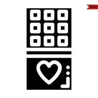 chocolate in package with love in package glyph icon vector