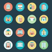 Bundle of Estate Flat Circular Icons vector