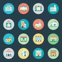 Collection of Accommodations Flat Circular Icons vector