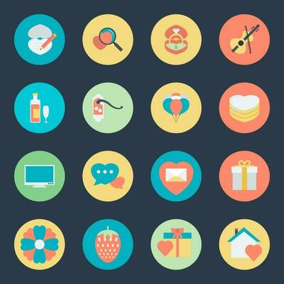 Collection of Love and Romance Flat Icons