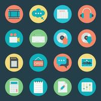 Set of Multimedia Icons in Flat Style vector