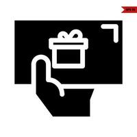 gift box in paper with inn hand glyph icon vector