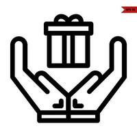 git box in over hand line icon vector