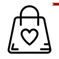 amor en bolso línea icono vector