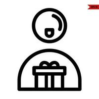 gift box with person line icon vector