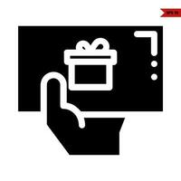 gift box in ticket in hand glyph icon vector