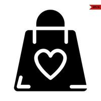 love in ahndbag glyph icon vector