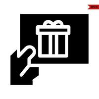 gift box  in paper with in hand glyph icon vector