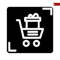 git caja en carro compras en marco glifo icono vector