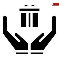 gift box  in over hand glyph icon vector