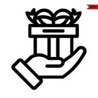 gift box in hand line icon vector