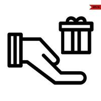 gift box   in over hand line icon vector