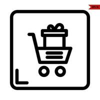 gift box in cart shopping with in frame  line icon vector
