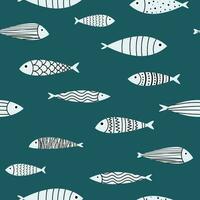 doodle fish print vector