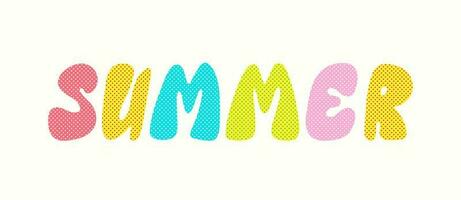 Summer lettering with dotted pattern. Cute flat style quote, isolated on white background. vector