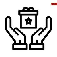 star in gift box with in over hand line icon vector