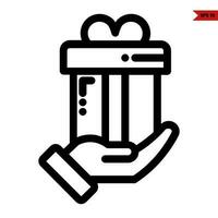 gift box in hand line icon vector